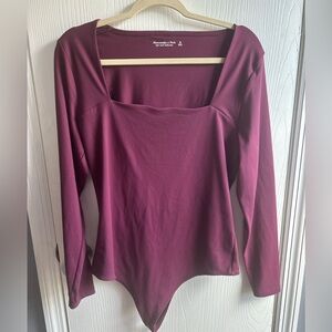 Abercrombie & Fitch Maroon Long Sleeve Bodysuit